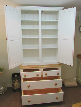 Freestanding Two Part Larder Cupboard with Drawers 3 Freestanding Two Part Larder Cupboard with Drawers - Image 3