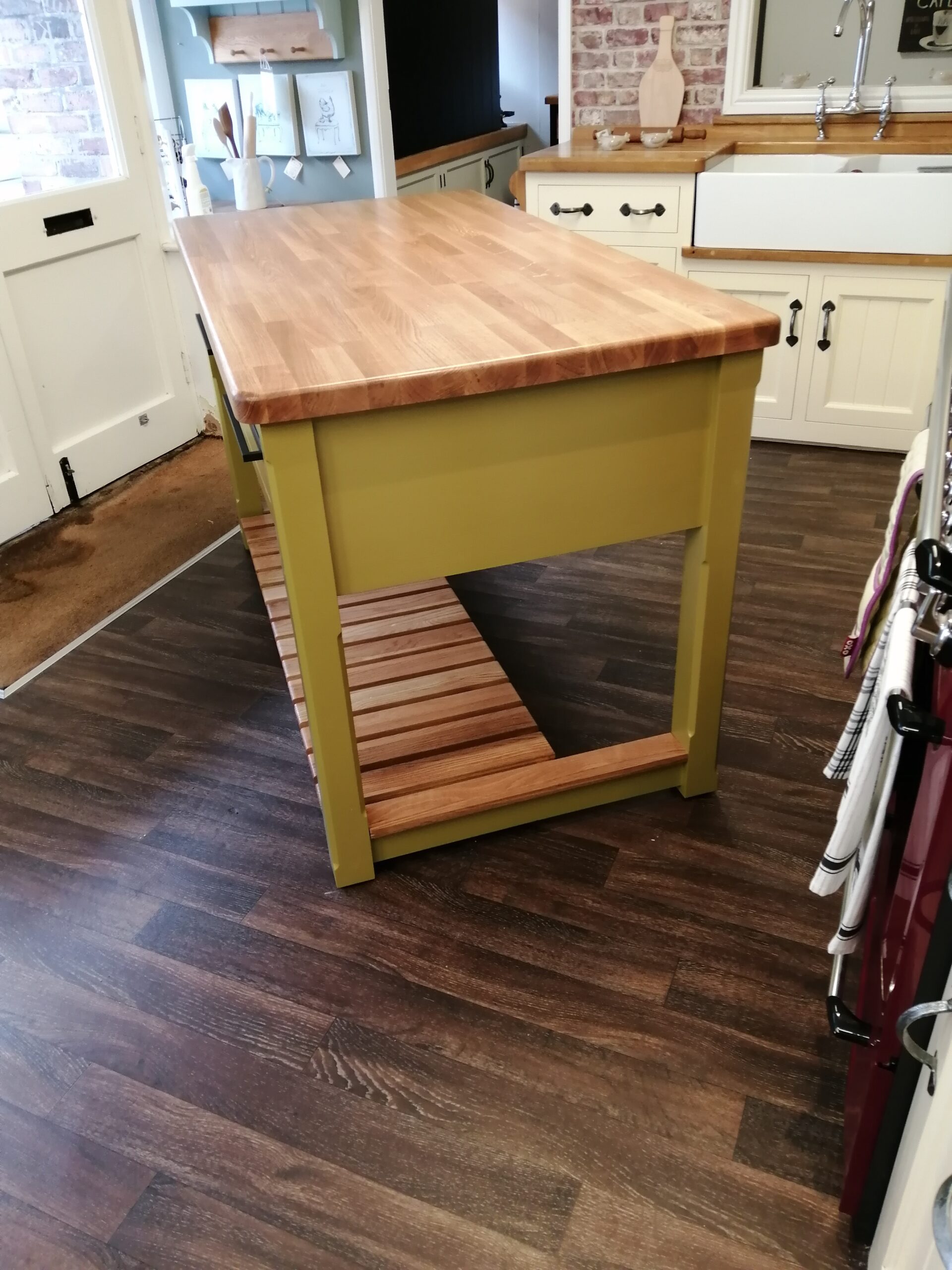 Butcher’s Block with Two Drawers, One Shelf and Overhanging Worktop for Seating 5 Butcher’s Block with Two Drawers, One Shelf and Overhanging Worktop for Seating - Image 5