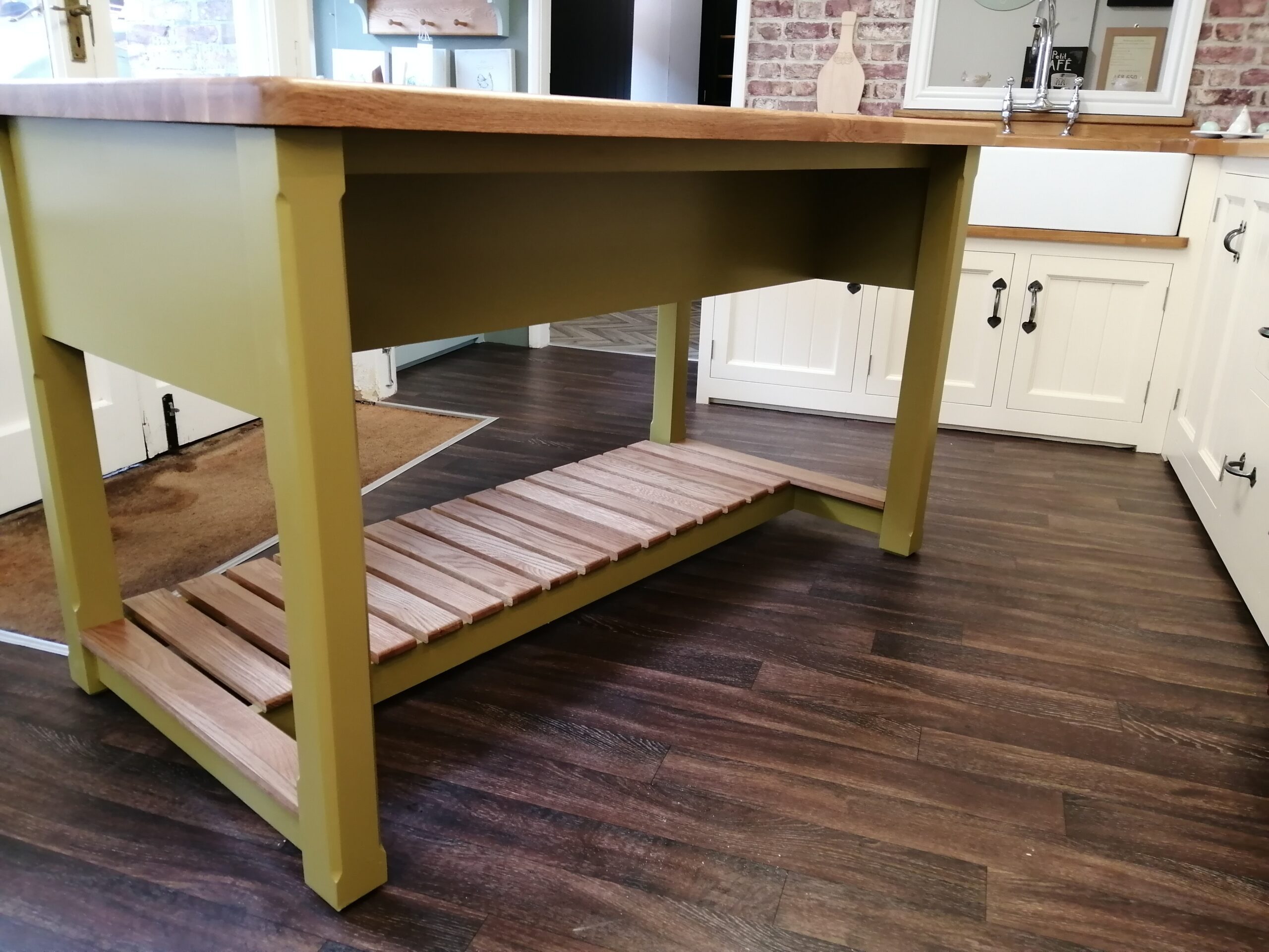 Butcher’s Block with Two Drawers, One Shelf and Overhanging Worktop for Seating 6 Butcher’s Block with Two Drawers, One Shelf and Overhanging Worktop for Seating - Image 6